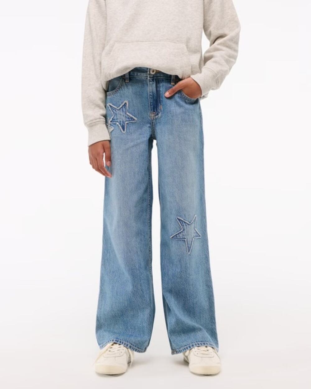 Abercrombie & Fitch Kids High Waisted Ultra Wide Leg Denim Jeans Size 5/6 Long